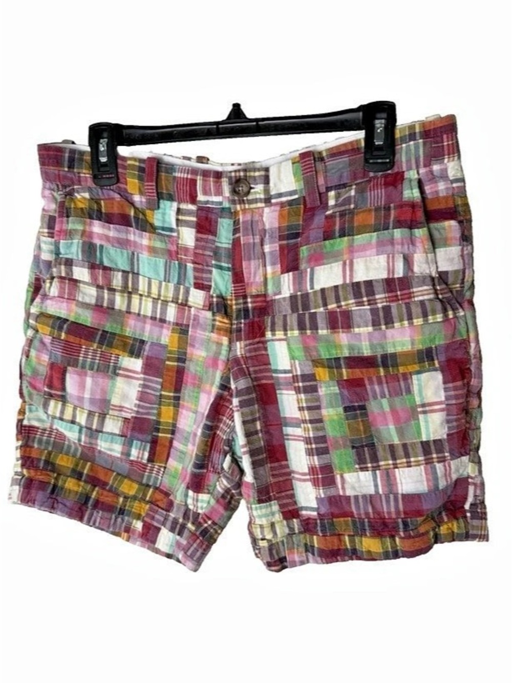 Brooks Brothers Shorts Men's Size 32 Patchwork Madras Plaid 100% Cotton Preppy